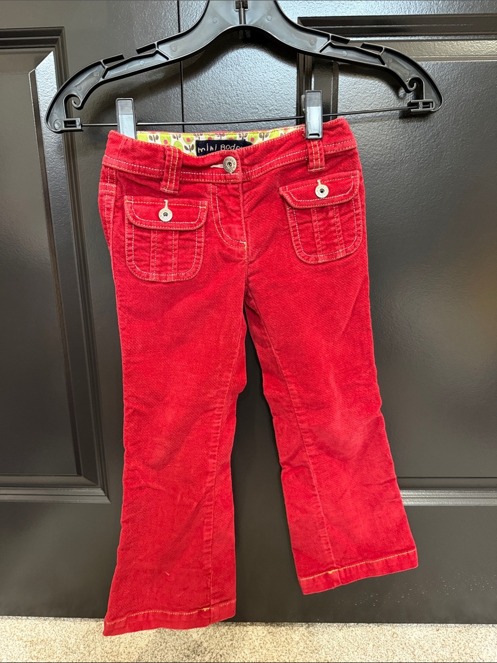 Girl Bright Red Corduroy Flare Pants